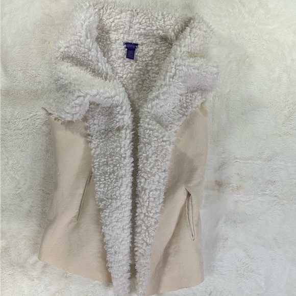 Madden girl Womens Vest faux fur lined faux leather shell lapel collar - Picture 5 of 5